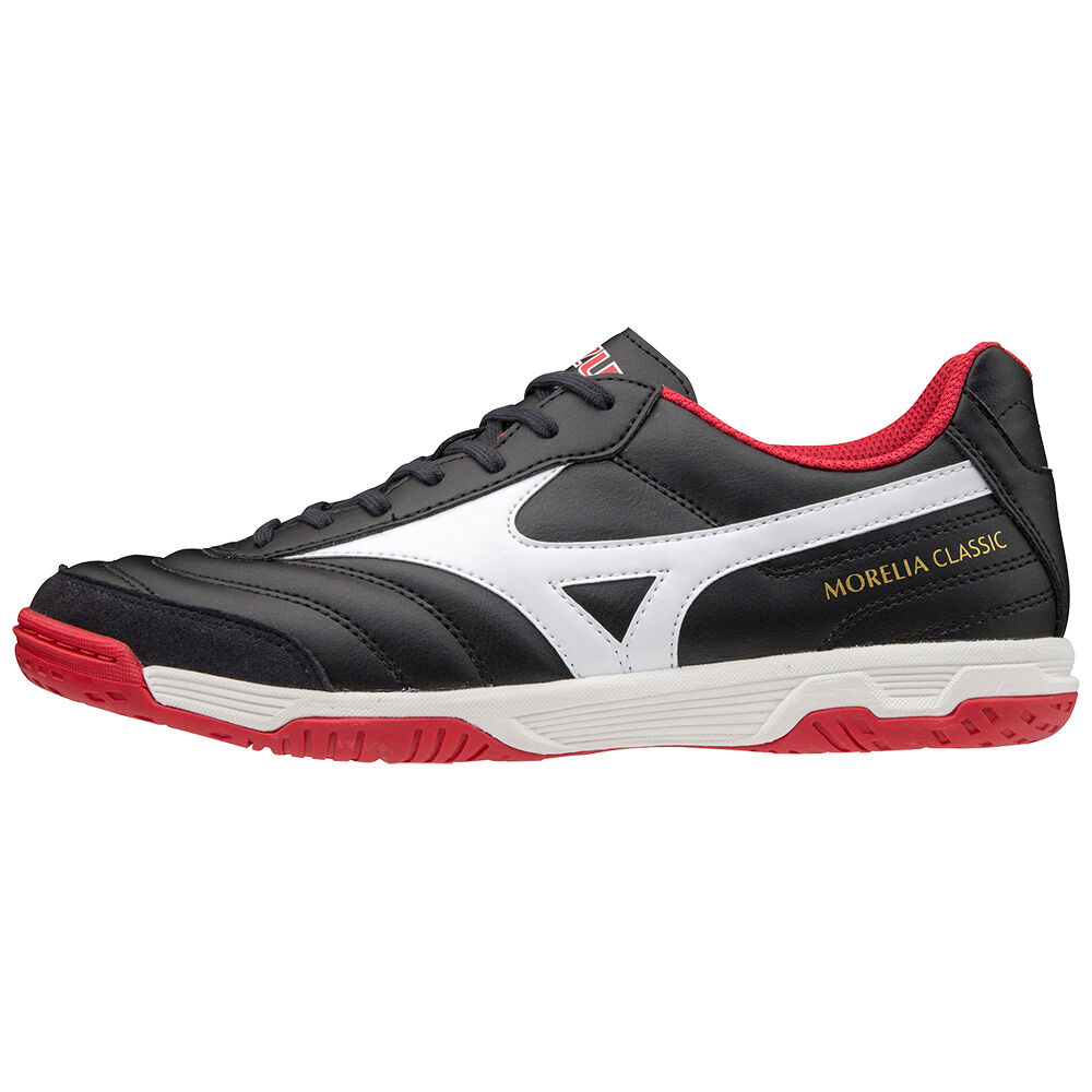 Mizuno Morelia Sala Classic IN Férfi Focicipő Fekete/Fehér/Piros ADF601452